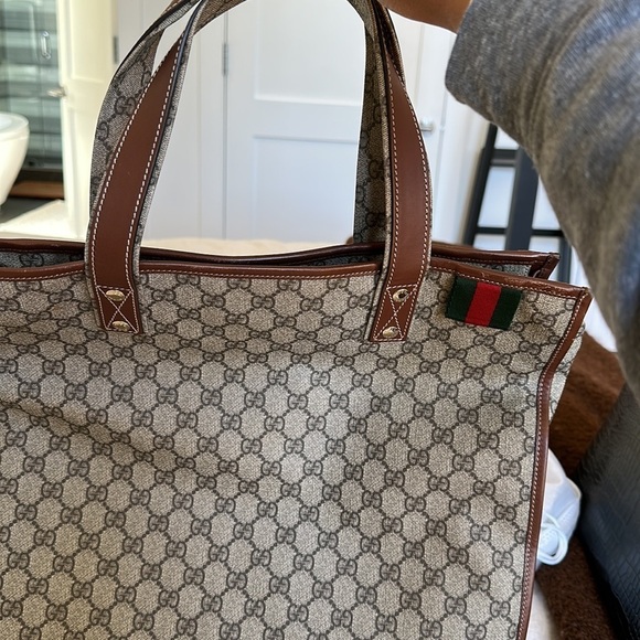Gucci Brown GG Supreme Web Tote Bag - Picture 6 of 11